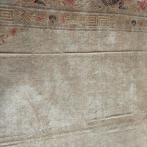 Solid Open Ivory Color Field Antique Bird Design Border Chinese Peking Rug, detail photo 5, stock number 23059
