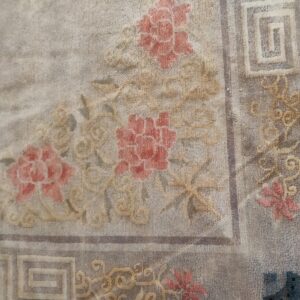 Solid Open Ivory Color Field Antique Bird Design Border Chinese Peking Rug, detail photo 8, stock number 23059