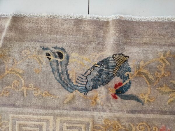 Solid open ivory color field antique bird design border chinese peking rug 10 Solid open ivory color field antique bird design border chinese peking rug, detail photo 9, stock number 23059