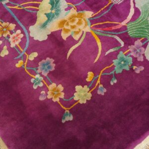 Solid Open Purple Color Field Antique Floral Chinese Art Deco Room Size Area Rug (SKU 23521) - detail view 2