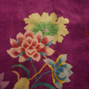 Solid Open Purple Color Field Antique Floral Chinese Art Deco Room Size Area Rug (SKU 23521) - detail view 3