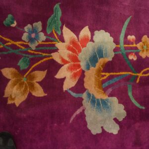 Solid Open Purple Color Field Antique Floral Chinese Art Deco Room Size Area Rug (SKU 23521) - detail view 4