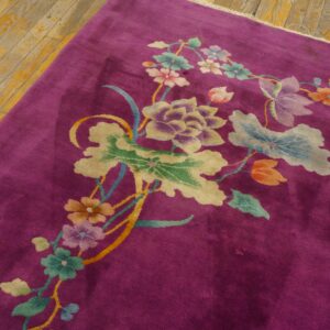 Solid Open Purple Color Field Antique Floral Chinese Art Deco Room Size Area Rug (SKU 23521) - detail view 5