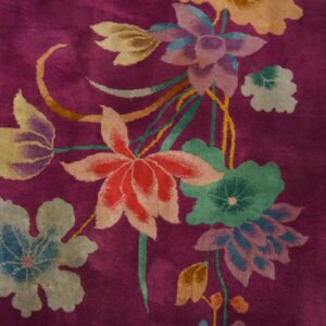 Solid Open Purple Color Field Antique Floral Chinese Art Deco Room Size Area Rug (SKU 23521) - detail view 6