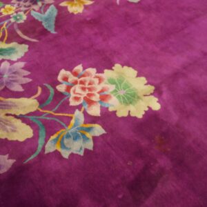 Solid Open Purple Color Field Antique Floral Chinese Art Deco Room Size Area Rug (SKU 23521) - detail view 7