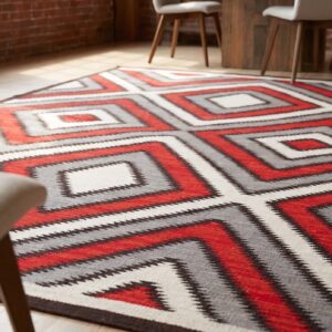 Southwestern Style Rug 6'×9' Hand-Woven Wool, Contemporary (SKU 30-10764) - dining room in-room detail