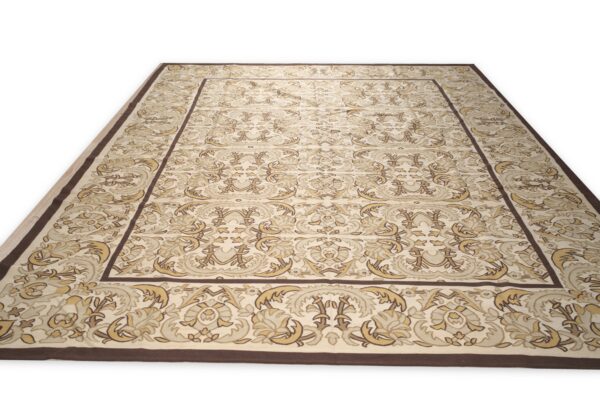 Vintage aubusson flat weave rug, beige renaissance scroll, 9' x 12' 2 Vintage aubusson flat weave rug, beige renaissance scroll (sku fa5120bg9x12), detail 1