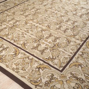 Vintage Aubusson flat weave rug, Beige Renaissance Scroll (SKU FA5120BG9X12), detail 2