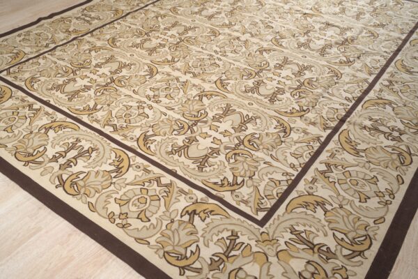 Vintage aubusson flat weave rug, beige renaissance scroll, 9' x 12' 3 Vintage aubusson flat weave rug, beige renaissance scroll (sku fa5120bg9x12), detail 2