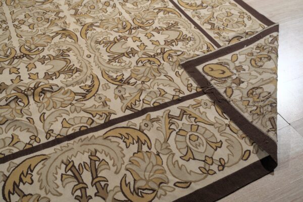 Vintage aubusson flat weave rug, beige renaissance scroll, 9' x 12' 5 Vintage aubusson flat weave rug, beige renaissance scroll (sku fa5120bg9x12), detail 4