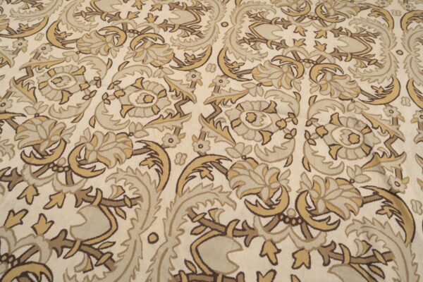 Vintage aubusson flat weave rug, beige renaissance scroll, 9' x 12' 6 Vintage aubusson flat weave rug, beige renaissance scroll (sku fa5120bg9x12), detail 5