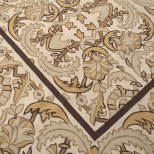 Vintage Aubusson flat weave rug, Beige Renaissance Scroll (SKU FA5120BG9X12), detail 6