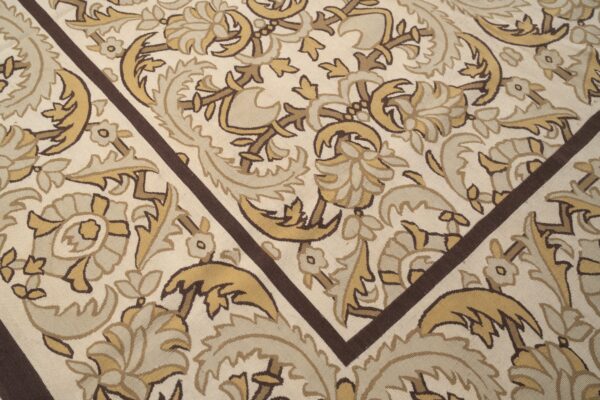 Vintage aubusson flat weave rug, beige renaissance scroll, 9' x 12' 7 Vintage aubusson flat weave rug, beige renaissance scroll (sku fa5120bg9x12), detail 6
