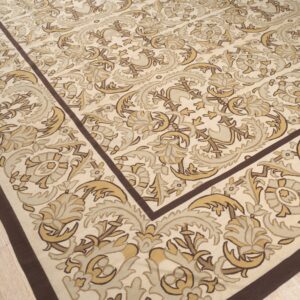 Vintage Aubusson flat weave rug, Beige Renaissance Scroll (SKU FA5120BG9X12), detail 7