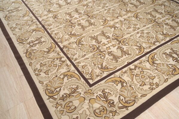 Vintage aubusson flat weave rug, beige renaissance scroll, 9' x 12' 8 Vintage aubusson flat weave rug, beige renaissance scroll (sku fa5120bg9x12), detail 7
