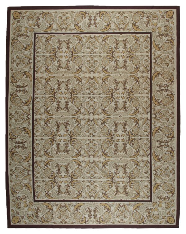 Vintage aubusson flat weave rug, beige renaissance scroll, 9' x 12' 1 Vintage aubusson flat weave rug, beige renaissance scroll (sku fa5120bg9x12), full view