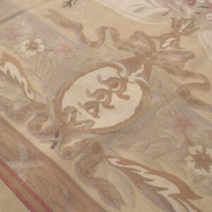 Vintage Aubusson flat weave rug, Beige Rose Bouquet (SKU FA12736BG8X10), detail 6