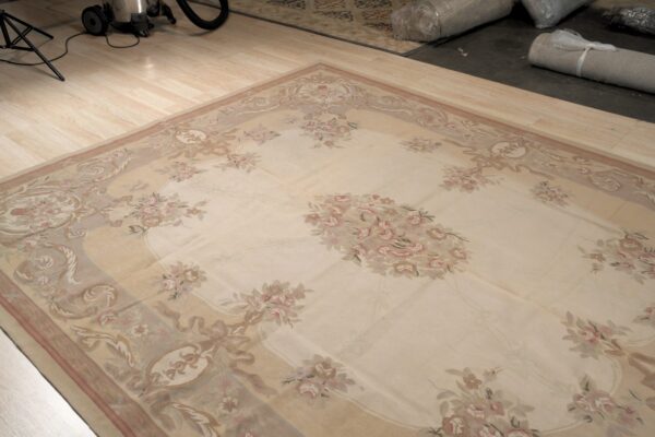 Vintage aubusson flat weave rug, beige rose bouquet, 8' x 10' 8 Vintage aubusson flat weave rug, beige rose bouquet (sku fa12736bg8x10), detail 7