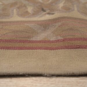 Vintage Aubusson flat weave rug, Beige Rose Bouquet (SKU FA12736BG8X10), detail 8
