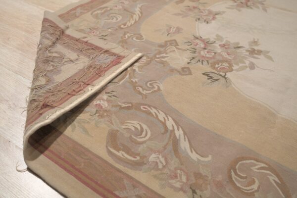 Vintage aubusson flat weave rug, beige rose bouquet, 8' x 10' 10 Vintage aubusson flat weave rug, beige rose bouquet (sku fa12736bg8x10), detail 9