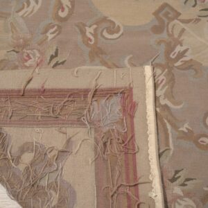 Vintage Aubusson flat weave rug, Beige Rose Bouquet (SKU FA12736BG8X10), detail 10