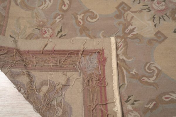 Vintage aubusson flat weave rug, beige rose bouquet, 8' x 10' 11 Vintage aubusson flat weave rug, beige rose bouquet (sku fa12736bg8x10), detail 10
