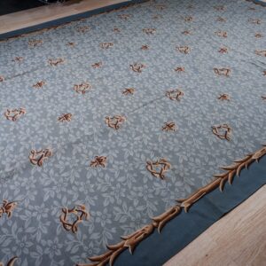 Vintage Aubusson flat weave rug, Blue Fleur-de-Lis (SKU FA5111BL9X12), detail 2