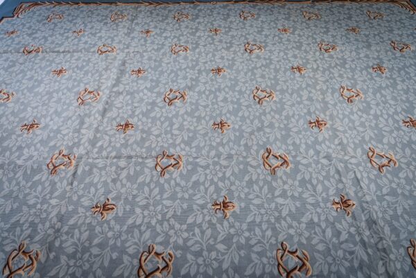 Vintage aubusson flat weave rug, blue fleur-de-lis (sku fa5111bl9x12), detail 3