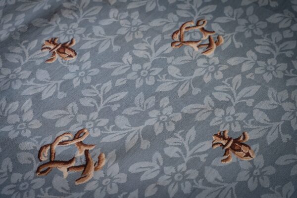 Vintage aubusson flat weave rug, blue fleur-de-lis (sku fa5111bl9x12), detail 7
