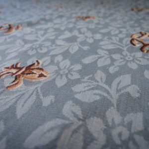 Vintage Aubusson flat weave rug, Blue Fleur-de-Lis (SKU FA5111BL9X12), detail 8