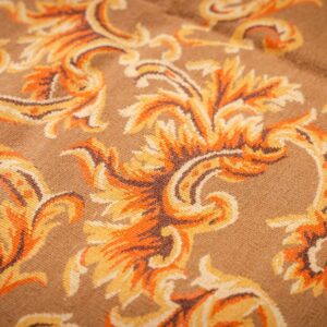 Vintage Aubusson flat weave rug, Brown Baroque Medallion (SKU FA5158BBN9X12), detail 3