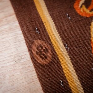 Vintage Aubusson flat weave rug, Brown Baroque Medallion (SKU FA5158BBN9X12), detail 10