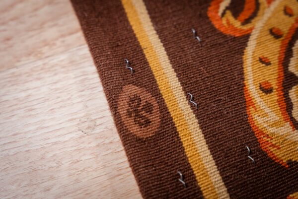 Vintage aubusson flat weave rug, brown baroque medallion (sku fa5158bbn9x12), detail 10