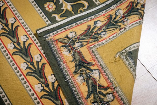 Vintage aubusson flat weave rug, green and gold empire medallion, 9' x 12' 8 Vintage aubusson flat weave rug, green and gold empire medallion (sku fa5146gn9x12), detail 7