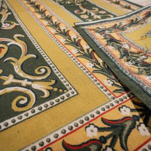 Vintage Aubusson flat weave rug, Green and Gold Empire Medallion (SKU FA5146GN9X12), detail 8