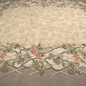 Vintage Aubusson flat weave rug, Grey Grapevine Trellis (SKU FA5151GY9X12), detail 3