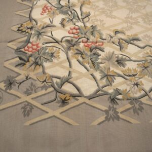 Vintage Aubusson flat weave rug, Grey Grapevine Trellis (SKU FA5151GY9X12), detail 4