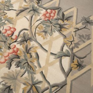 Vintage Aubusson flat weave rug, Grey Grapevine Trellis (SKU FA5151GY9X12), detail 5