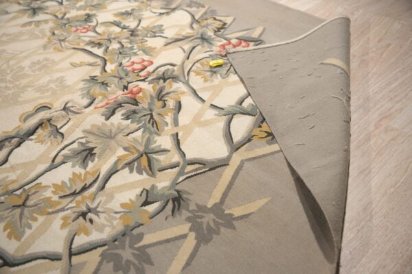Vintage aubusson flat weave rug, grey grapevine trellis, 9' x 12' 7 Vintage aubusson flat weave rug, grey grapevine trellis (sku fa5151gy9x12), detail 6