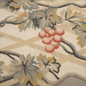 Vintage Aubusson flat weave rug, Grey Grapevine Trellis (SKU FA5151GY9X12), detail 7