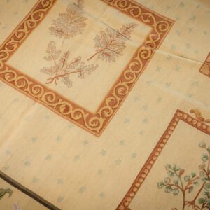 Vintage Aubusson flat weave rug, Ivory Botanical Panel (SKU FA5136IV8X10), detail 4