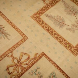 Vintage Aubusson flat weave rug, Ivory Botanical Panel (SKU FA5136IV8X10), detail 5