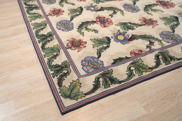 Vintage aubusson flat weave rug, ivory garden blossom, 9' x 12' 3 Vintage aubusson flat weave rug, ivory garden blossom (sku fa5142iv9x12), detail 2