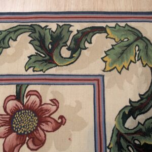 Vintage Aubusson flat weave rug, Ivory Garden Blossom (SKU FA5142IV9X12), detail 3