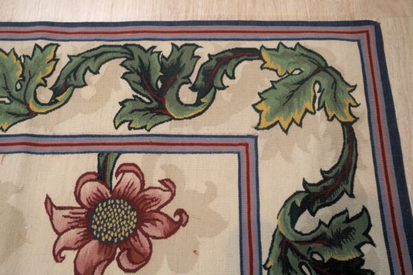 Vintage aubusson flat weave rug, ivory garden blossom, 9' x 12' 4 Vintage aubusson flat weave rug, ivory garden blossom (sku fa5142iv9x12), detail 3