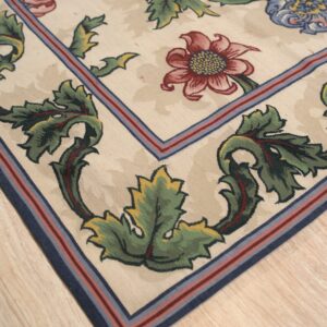 Vintage Aubusson flat weave rug, Ivory Garden Blossom (SKU FA5142IV9X12), detail 4