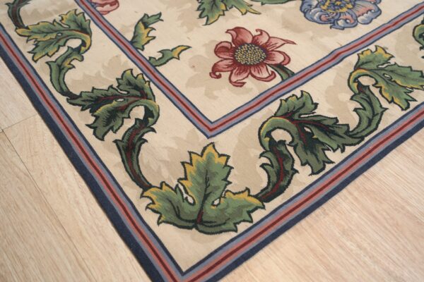 Vintage aubusson flat weave rug, ivory garden blossom, 9' x 12' 5 Vintage aubusson flat weave rug, ivory garden blossom (sku fa5142iv9x12), detail 4