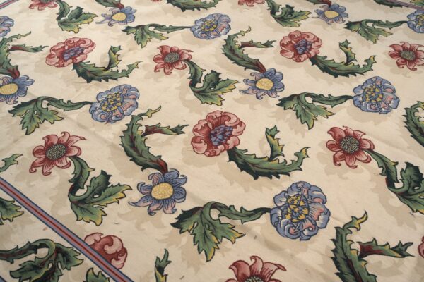Vintage aubusson flat weave rug, ivory garden blossom, 9' x 12' 6 Vintage aubusson flat weave rug, ivory garden blossom (sku fa5142iv9x12), detail 5