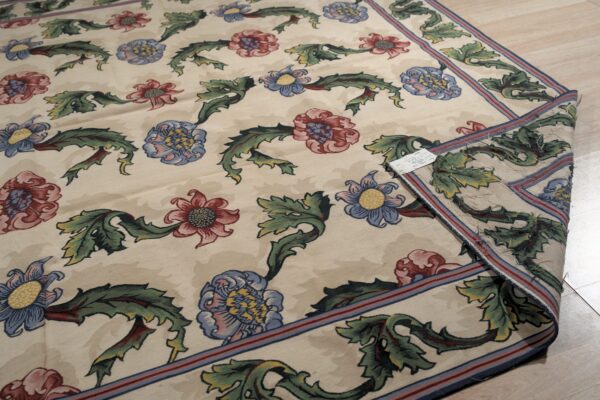 Vintage aubusson flat weave rug, ivory garden blossom, 9' x 12' 7 Vintage aubusson flat weave rug, ivory garden blossom (sku fa5142iv9x12), detail 6