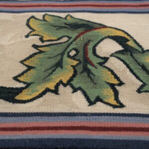 Vintage Aubusson flat weave rug, Ivory Garden Blossom (SKU FA5142IV9X12), detail 7